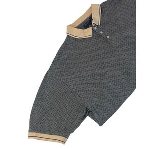 Dockers Golf Mens XL Polo Shirt 60s Two Ply Mercerized Cotton Navy Beige